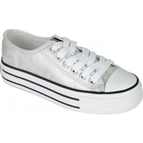 Strawberries by Conguitos silver canvas sneakers