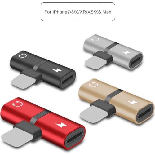 Metal Mini Connector 2 in 1 Splitter Audio Charging Adapter for iPhone XS Max XR X 11 12 Pro Max 8 Plus Earphones Jack Converter