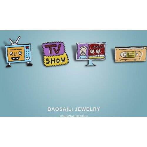Fashion Cartoon Retro Television Film Tape Film Creativity Brooch Trend Go With Badges Enamel Label Pins
