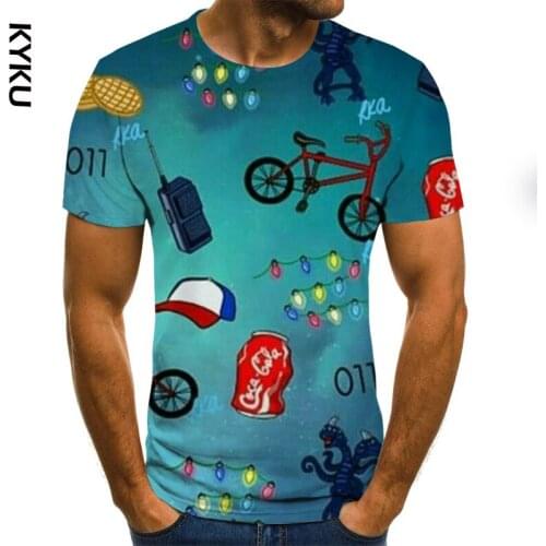 KYKU Newest 3D Printed T-Shirt Ink Draw Pattern Short Sleeve Summer Casual Tops Tees Fashion O-Neck Tshirt Male