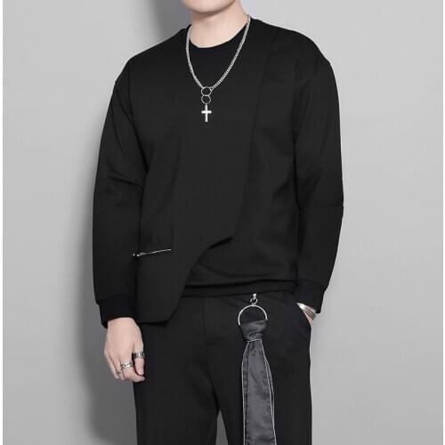 Autumn Dark Harbor Style personality irregular cut and splice design sense jacket male fashion long-sleeve Hoodie male