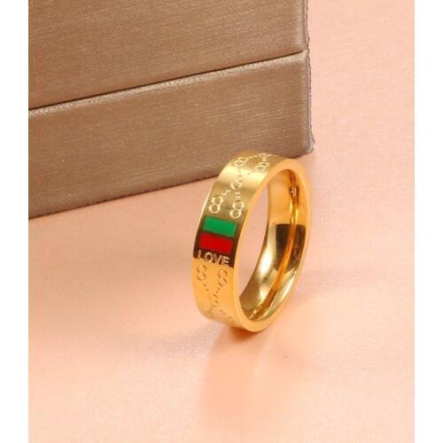 Woman Stainess Steel Rings Man Wedding Party Classic Gold Plating Charming 8 pattern Finger Ring Luxury Brand Wedding Jewelry