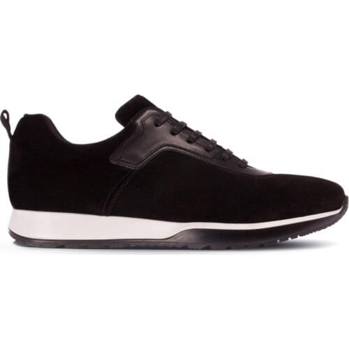 Deery, Genuine LeatherMen 'S Black Suede Calfskin Sneakers High Quality Fashion Casual Shoes