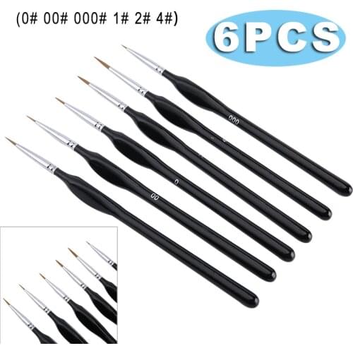 6pcs Small Miniature Fine Tip Paint Brushes Set for Acrylic Craft Watercolor Professional Drawing Brushes Arts Painting Kit