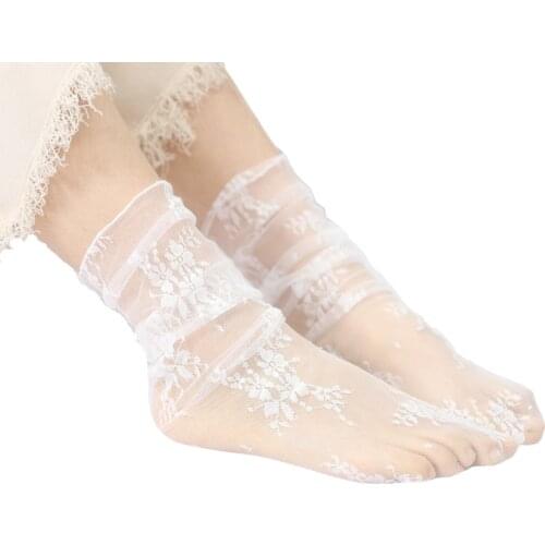 New Arrived Summer Harajuku Super Thin Lace Fairy Cool Breathable Street Fashion Daily Match Youth Woman Loose Middle Tube Socks