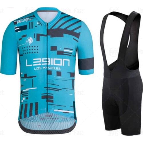 New Summer Bicycle Clothing Breathable Mens Short Sleeve Shirt Bike Bib Shorts 19D Gel Pad Cycling Jersey Set Men Clothing