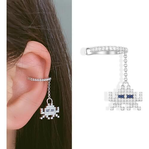 SWOUR Fashion New Jewelry Cubic Zircon Ear Cuff Long Chain Robot Design Earrings Femme Bijoux Top Quality S586