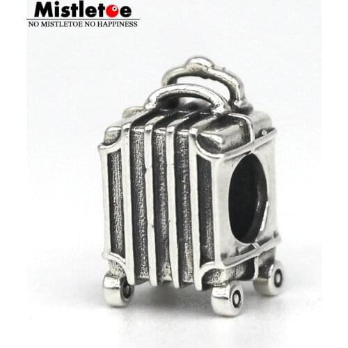 Mistletoe 925 Sterling Silver Suitcase Charm Bead European Jewelry