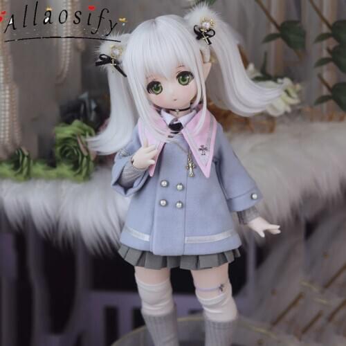 Allaosify Bjd Doll Wig1/3 1/4 1/6 1/8 Double Ponytail Short Hair 25 Colors Available