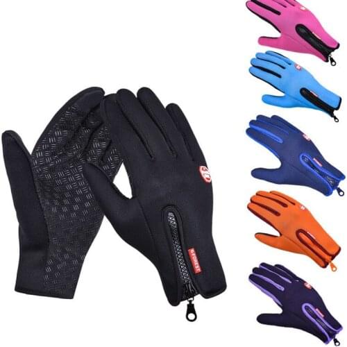 Zipper Touch Screen Gloves Winter Warm Gloves Men Women Riding Outdoor Sports Anti-Skiing Motorcycle Fleece Winter Gloves