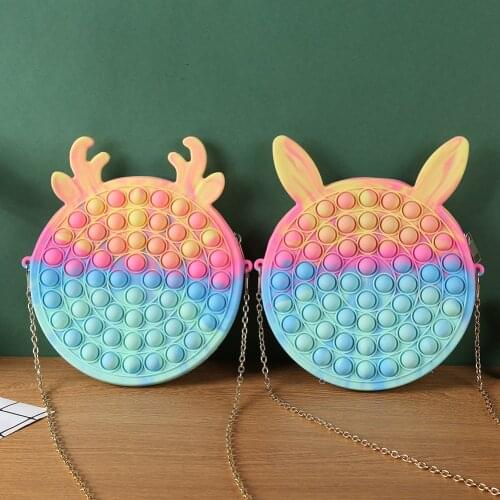 Fidget Toys Pack Anti Stress Shoulder Bags Macaron Reliver Stress Toy Push It Bubble Puzzle Sensory Squeeze Toys Free Shipping