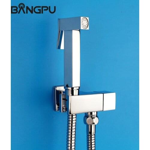 BANGPU Handheld Toilet Bidet Sprayer Set Kit Brass Bidet Toilet Faucet Wall Mounted Bathroom Bidet Shower Sprayer Chrome