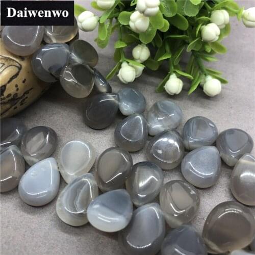 Grey Agate Flat Water Drop Shape Natural Stone DIY for Necklace Pendant Decoration