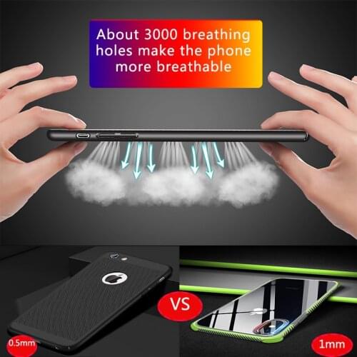 3000 Hole Heat Dissipation Silicone Breathable Cooling Case for Iphone 5 5S 6 6S Plus 7 7 Plus Soft TPU 0.5mm Ultra-thin Case