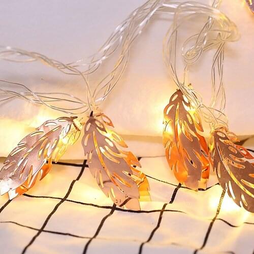 20 LED Garland Light String Battery Power Feather Christmas ValentineS Day Living Room Garden LED String Home Lights Decor