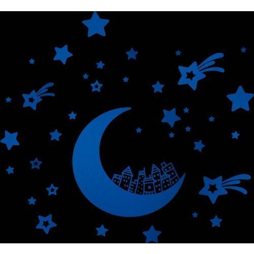 Glow in the Dark Moon City and Luminous Stars Wall Sticker Kids Room DIY Decoration Sticker Children Bedroom Background Decor