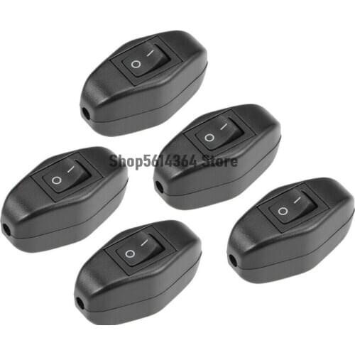 Inline Cord Switch AC 250V 6A SPST On-Off Rocker Switch for Lamp Light 5pcs