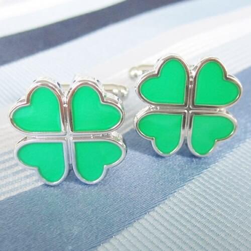 Green Clover Cufflink 15 Pairs Wholesale Free Shipping