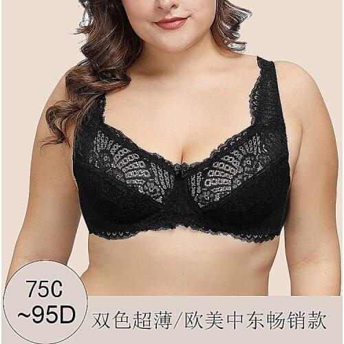 Thin Cup Bras for Women Adjusted-straps Underwire Bra Sexy Underwear Lace Bralette Lingerie Top Plus Size EUR 34 36 38 40 C D