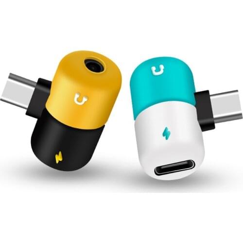 1pc 2 IN 1 Headphone Audio Adapter Charging Dual Adapter Splitter For Type C Jack to Earphone AUX Cable Connector