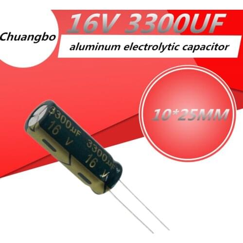 10pcs-30pcs 16V 3300UF 10*25 Low ESR/Impedance high frequency aluminum electrolytic capacitor size 10*25MM 3300UF 16V 20