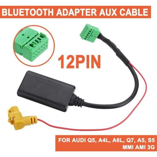12 Pin Car Wireless MMI AMI 3G bluetooth Adapter Auto AUX-IN Audio Radio Stereo Input For Audi Q5 A4L A6L Q7 A5 S5 AUX Cable