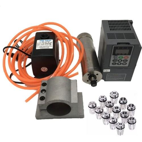2.2KW 3hp 380v 24000rpm ER20 1-13mm Water Cooled Spindle Motor 3PH VFD Pump Clamp 13Pcs ER20 Collet Kit CNC Router Woodworking