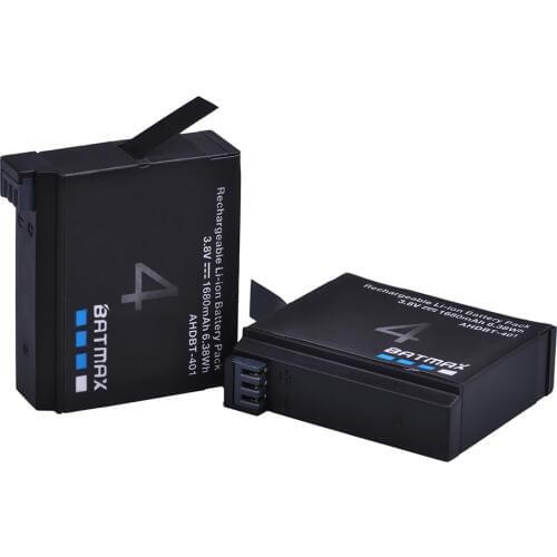 2Pcs 1680mAh Gopro Hero 4 Battery Replacement Li-ion Rechargeable Battery for GoPro HERO4 GoPro AHDBT-401 Action Camera Bateria
