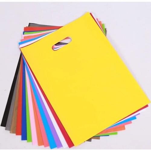 40x50cm 100pcs Large jewerly gift plastic bags with handle logo,Small black red Plastic shopping Bags for clothing packaging bag