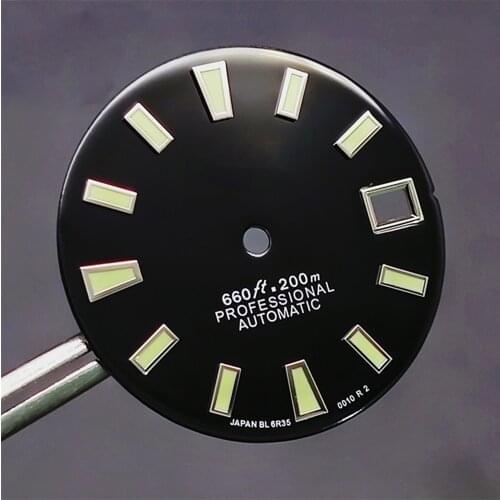 Watch accessories 28.5mm C3 Green Luminous Watch Dial Date Window Fit for Japan NH35/NH36 Automatic Movement