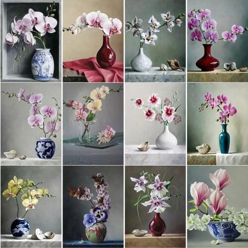 New 5D DIY Diamond Painting Flower Diamond Embroidery Vase Scenery Cross Stitch Full Square Round Drill Crafts Home Decor Gift