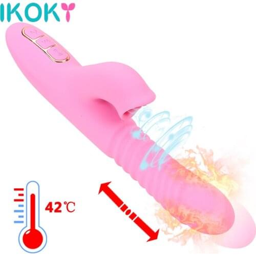 7 Speed Licking Vibrators For Women Big Dildos Anal Plug Heated Penis Telescopic Rotate Machine Erotic Sex Toys Adults Products