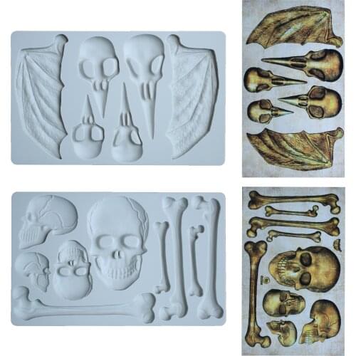 Skull & Bones,Birds & Bats Silicone Mold Fondant Mould Cake Decorating Tool Chocolate Gumpaste Molds, Sugarcraft, Kitchen Gadget