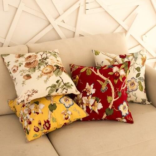 Floral Print Throw Pillow Cotton Square Seat Chair Cushion Cover Home Decor