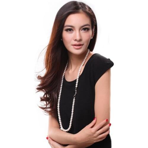 Real Fresh Water Pearl Swearter Necklace Long Women,Wedding Natural Pearl Necklace Luxury Winter Chain