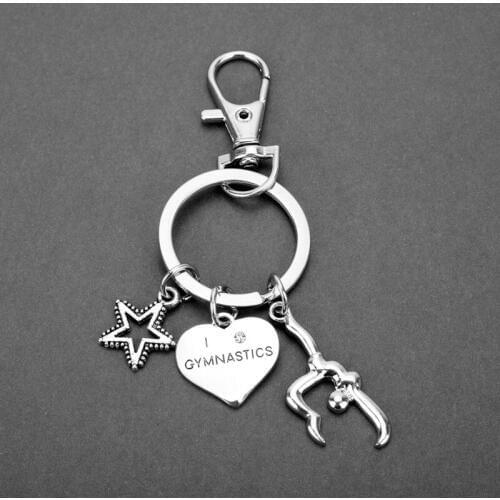 Dongsheng I Love Gymnastic She Believed She Could So She Did Hand Person Keychain Key Chain for Women Men Bag Car Keyrings