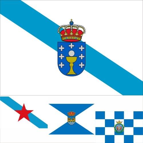 Spain Galicia Bandera De Ferrol Flag 3X5FT 90X150CM 100D Polyester Pontevedra 60x90cm 21x14cm Banner