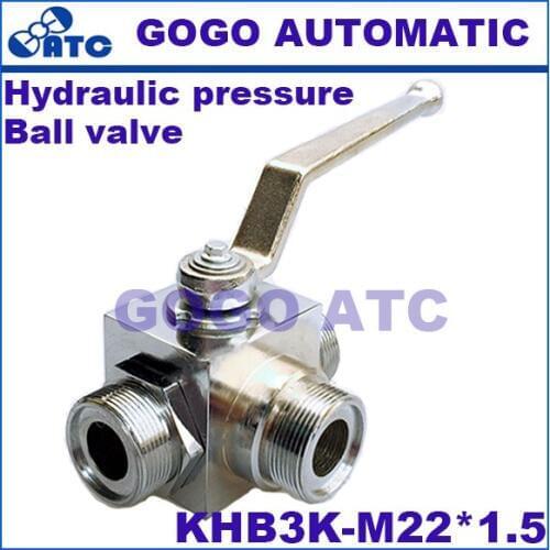 Hydraulic pressure ball valve KHB3K-M22*1.5 male thread carbon steel Two-position Three-way high pressure ball valve