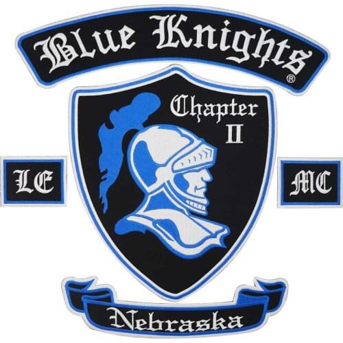BLUE KNIGHTS BULLDOG Embroidered Applique Sewing Label punk Patches Clothes Stickers Apparel Accessories Badge