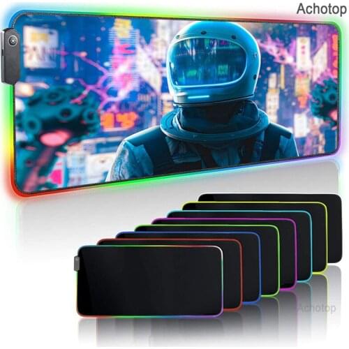 Gaming Mousepad RGB Personality Neon LED Game Accessories Computer Keyboard Mat Carpet Pad PC Notebook Gamer Desk Mat Mouse Mat