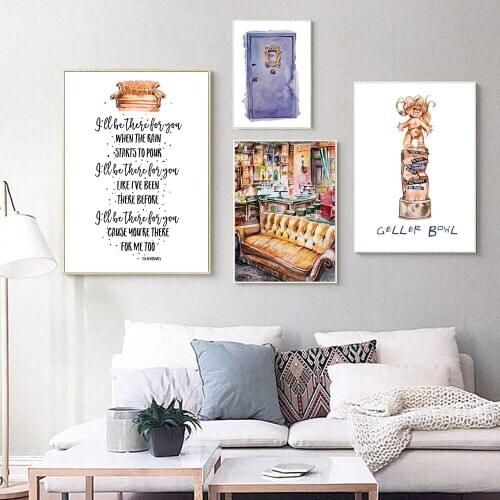 Central Couch Canvas Painting Friends Tv Show Print Funny Quotes Room Decor Wall Art Decor Picture For Posters Aesthetic