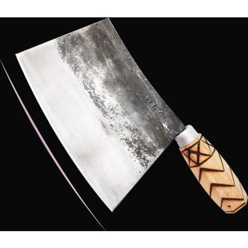 Chinese Butcher Knife 1CM Blade Chopping Knife Forged Kitchen Knives Cut Big Bone Chopping Knife High Hardness Kitchen Cutter