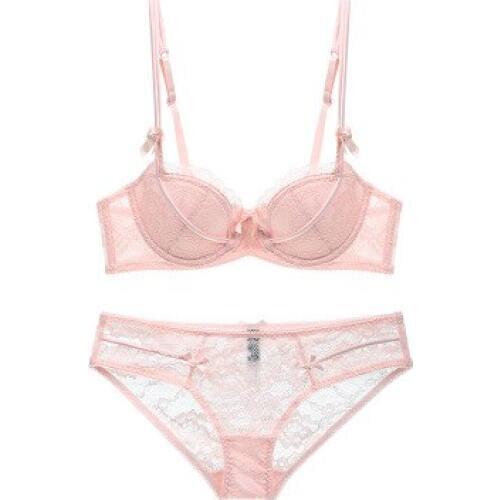 Women Sexy Bra & Brief Set Embroidery Ultra-thin Red Black Lace Bras Underwear Plus size Push up Bra and Panties Set Cup A B C D