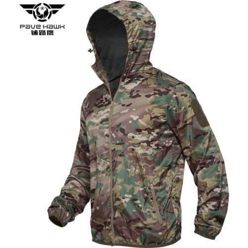 Men Outdoor Military Tactical Camo Jacket Quick Dry Ultralight Anti-UV Portable Skin Coat Trekking Hiking Fishing Hooded Jackets