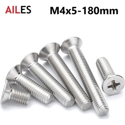 M4 Cross Recessed Countersunk Screws 304 Stainless Steel Phillips Flat Head Machine Bolts 5 6 8 10 18 20 45 50 110 140 150 180mm