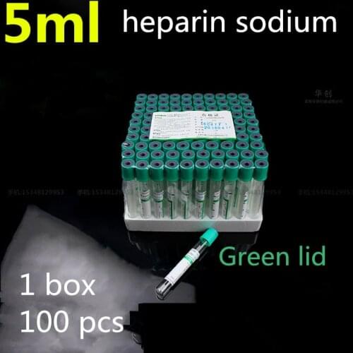 Medical Disposable vacuum suction tube heparin sodium 5ml green cap with anticoagulant biochemical tube Green lid Laboratory