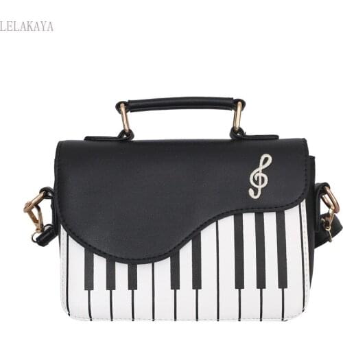 Cute Piano Pattern Trendy Fashion PU Leather Casual Ladies Square Handbag Shoulder Bag Crossbody Messenger Female Bag pouch tote