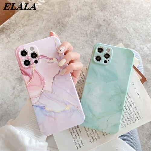 Fashion Marble Phone Cover for iPhone 12 11 Pro Max SE 2020 XR XS 7 8 Plus Matte Camera Protection Case Soft IMD Shockproof Capa