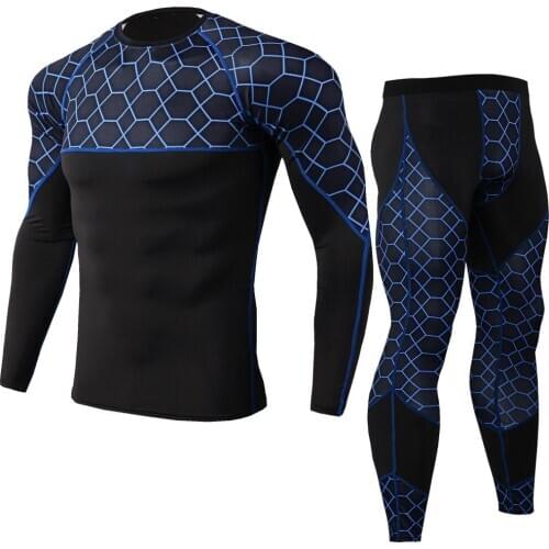 Mens Skin Tight Base Layer Compression Moisture-Wicking Long-Sleeve Under Shirt & Legging set