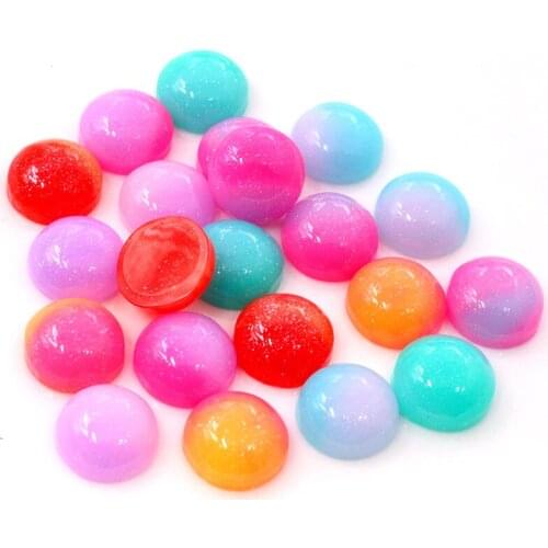 New Fashion 40pcs 12mm Mix Colorful Candy Color Crystal jelly series Flat back Resin Cabochons Cameo